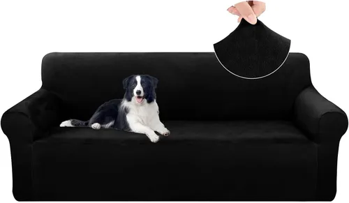Vista 18 de U-NICE HOME Fundas de terciopelo para sofá, fundas elásticas para sofá de 3 cojines, protector de muebles (XL, grande, beige)
