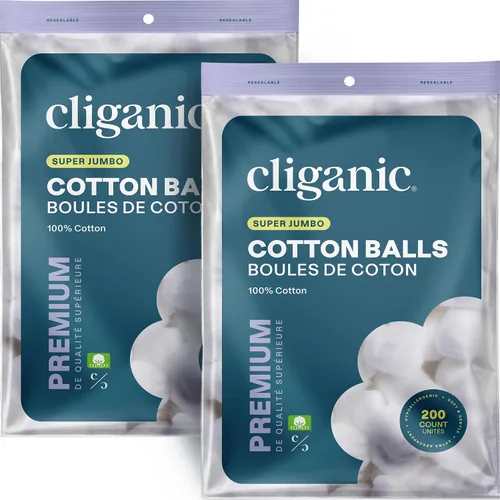 Vista 6 de Cliganic Bolas de algodón súper jumbo (200 unidades), hipoalergénicas, absorbentes, tamaño grande, 100% puro