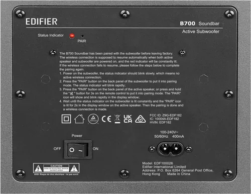 Vista 7 de Edifier Sistema de altavoces B700 Dolby Atmos - Barra de sonido 5.1.2 con subwoofer inalámbrico