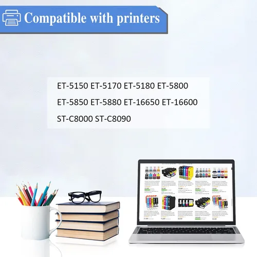 Vista 2 de Botellas de repuesto de tinta compatibles E542 ET-5800 ET-5850 ET-5150 ET-16600 Reemplazo para ET-5880 ET-5170 ET-5180 ET-16650 ET5150 ET5170 ET5800