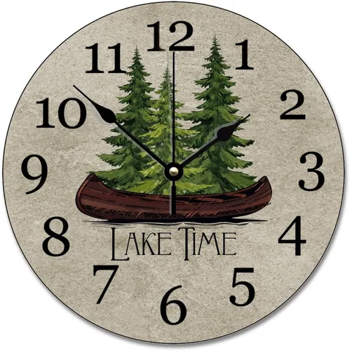 Vista 28 de Reloj de pared Whatever Modern Wood Clock de 10 pulgadas, silencioso, sin tictac, funciona con pilas, para sala de estar, dormitorio, cocina, A