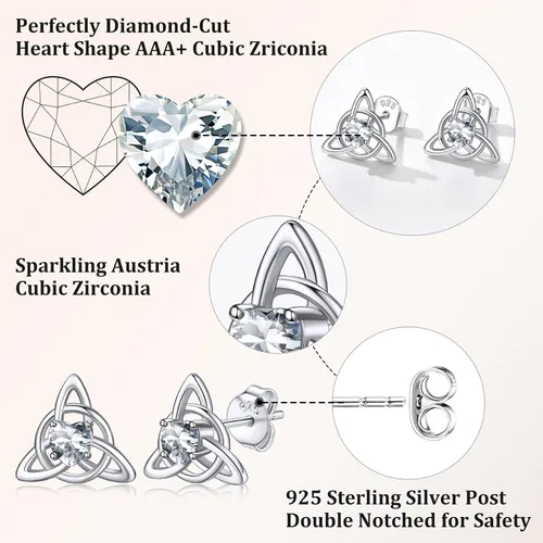 Vista 4 de Bestyle Pendiente celta de plata de ley 925 con piedras para mujeres y niñas, bonito adorno de nudo celta con piedra natal encanto, joyería