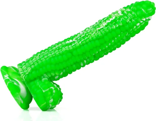 Vista 10 de Monster Consolador Colorido Grano Grande Maíz Adulto Sexo Juguete con Fuerte Ventosa 8 Pulgadas Flexible Suave Consoladores Vegetales - Azul
