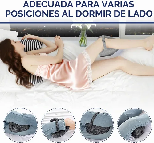 Vista 5 de Almohadas de alineación para personas que duermen de lado, almohada de alineación de cadera, almohada de espuma viscoelástica para piernas y Gris