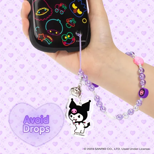 Vista 6 de iFace Kuromi - Correa de muñeca con cuentas y funda para AirPods Pro 2 de Kuromi con mosquetón