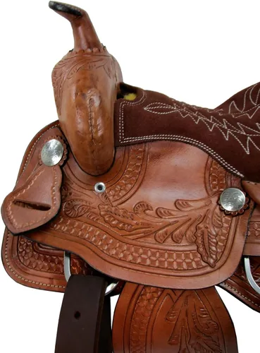 Vista 5 de Jóvenes Western Saddle Niños Trail Placer Caballo Barril Racing Herramientas Tack Set 10 12 13