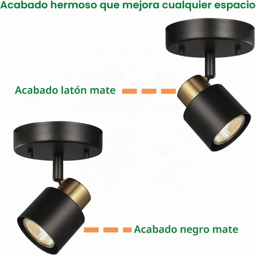 Vista 4 de Kit de iluminación de riel de 1 luz, 2 paquetes de acabado de latón negro mate, ajustable, moden, montaje empotrado, apliques de pared para cocina