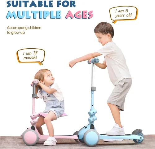 Vista 3 de MOUNTALK Scooter para Niños de 1-12 Años, Scooter de 3 Ruedas para Niños Pequeños de 1-3/3-5/5-8/8-12 Años Niños y Niñas con Alturas Ajustables