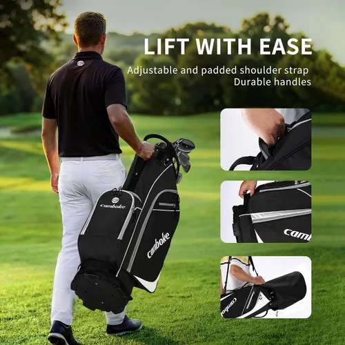 Vista 2 de Bolsa ligera para carrito de golf con divisores de longitud completa de 14 vías, bolsa enfriadora, bolsa de golf para hombres y mujeres con correa