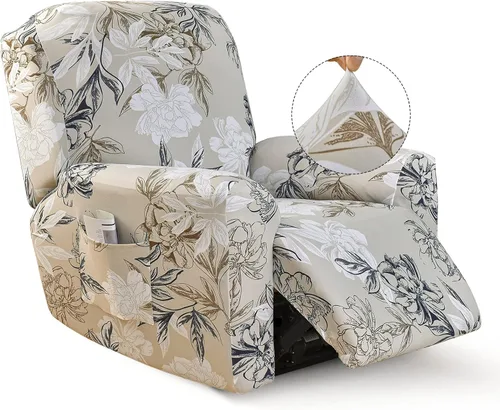 Vista 11 de Iauddy - Funda elástica para sillón reclinable de 4 piezas, protector de muebles suave y ajustado para sillón reclinable con bolsillo, funda