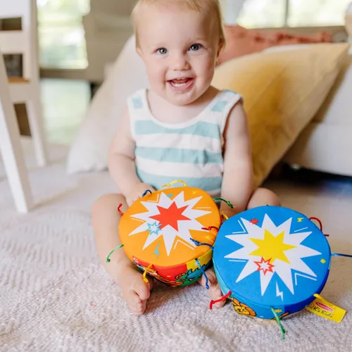 Vista 2 de Melissa & Doug K's Kids Bongo Drums - Instrumento musical suave, multicolor, 1 EA