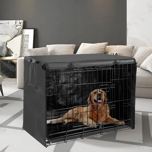 Vista 7 de Funda para perrera de 30 pulgadas, fundas pequeñas para jaulas de perro con 1, 2, 3 puertas, tela Oxford 600D impermeable para interiores