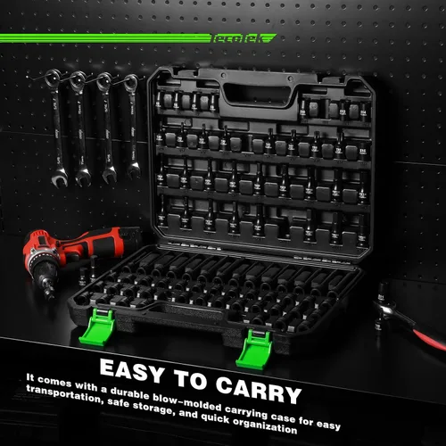 Vista 8 de TecoTek Juego de 84 piezas de 3/8 pulgadas Drive Master Hex Bit Impact Socket Set, Impact Allen Bit Socket Set, Star Bits, Stubby Bits, estrella a