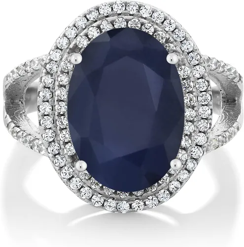 Vista 6 de Gem Stone King Anillo de piedra preciosa y piedra natal de 5-10 quilates para mujer Plata de ley 925 Ovalado 14X10MM Anillo de boda