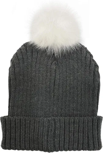 Vista 2 de OADUS Gorro de invierno para mujer con pompón de piel sintética extraíble
