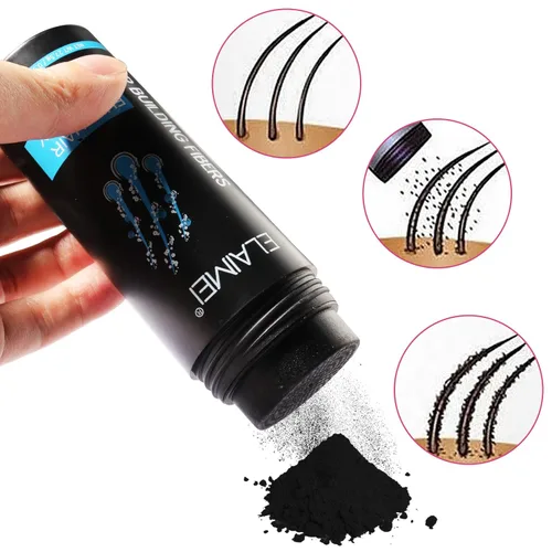 Vista 6 de Polvo de la línea del cabello Fibra del cabello Fibra natural del cabello Aplicar a hombres mujeres Consigue cabello grueso Oculta la pérdida