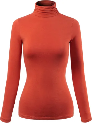 Vista 16 de MixMatchy Camiseta básica de manga larga con cuello alto y corte ajustado para mujer Negro
