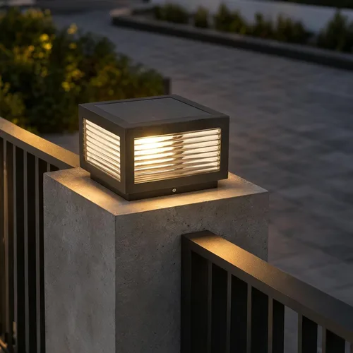 Vista 5 de Luces solares para postes al aire libre, 7.9 pulgadas, luz cuadrada de columna grande con control remoto [S] 7.9"×6.3