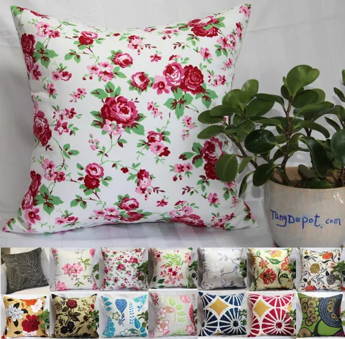 Vista 6 de TangDepot - Fundas de almohada decorativas 100% de algodón con estampado floral, fundas de almohada hechas a mano - (12 x 12 pulgadas, Negro Claro)