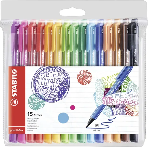 Vista 9 de STABILO - pointMax - Bolígrafo con punta de nailon - Paquete de 12 - Colores surtidos