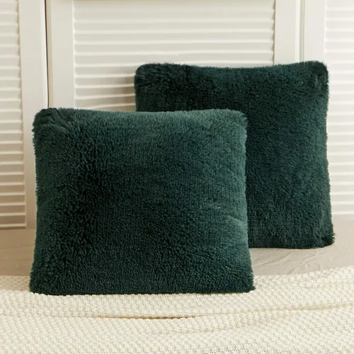 Vista 13 de LIFEREVO Paquete de 2 fundas de almohada de piel sintética, serie de lujo decorativa para el hogar de felpa peluda, funda de almohada peluda súper