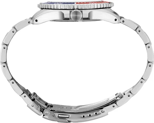 Vista 2 de SEIKO PROSPEX Solar Diver's Blue and Red Bisel Reloj de Acero Inoxidable SNE591, plateado, Buzo