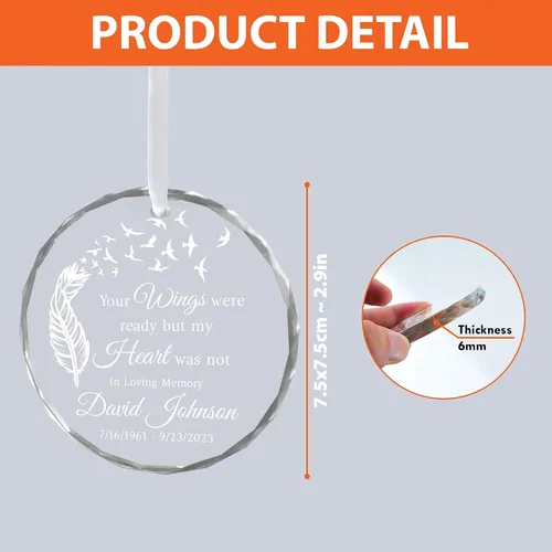 Vista 6 de Adorno de cristal conmemorativo personalizado – Pérdida de papá, mamá, tío, regalo de condolencia de condolencia, en memoria amorosa, recuerdo