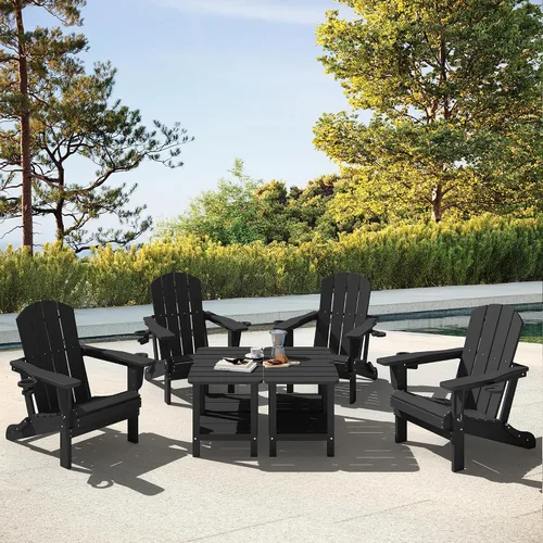 Vista 9 de SERWALL Mesa auxiliar Double Adirondack, Mesa auxiliar de forma rectangular, Negra