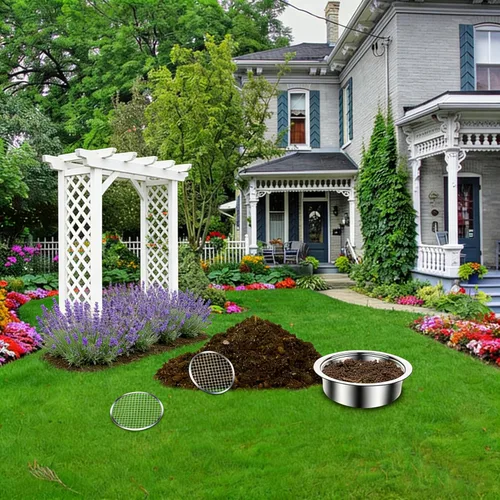 Vista 8 de Juego de tamiz de suelo bonsái para jardinería, tamiz de suelo con 5 mallas intercambiables (0.039 in, 0.118 in, 0.197 in, 0.276 in, 0.354 in)