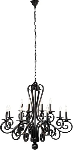 Vista 2 de Deco 79 Lámpara colgante grande moderna de metal negro con brazos enrollados, 35 x 35 pulgadas
