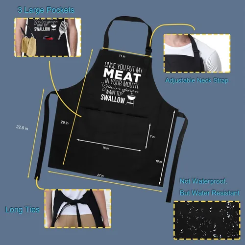 Vista 3 de Miracu Delantales divertidos de cocina para hombres esposo - Regalos divertidos de Navidad, cumpleaños para el mejor amigo de los hombres, regalos
