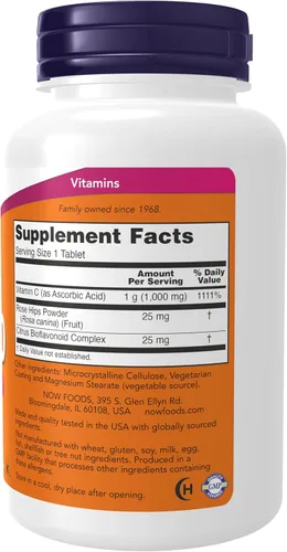 Vista 2 de NOW Suplementos, vitamina C-1,000 con escaramujos y bioflavonoides, protección antioxidante*, 100 tabletas