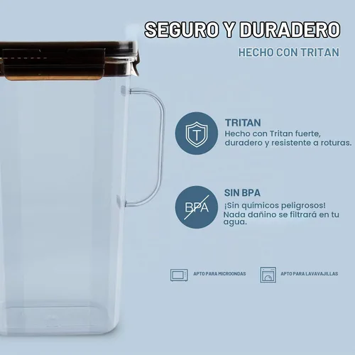 Vista 5 de LocknLock Aqua - Jarra de agua para puerta de refrigerador, jarra transparente, jarra de plástico sin BPA con tapa, jarra de 1.6 cuartos de galón