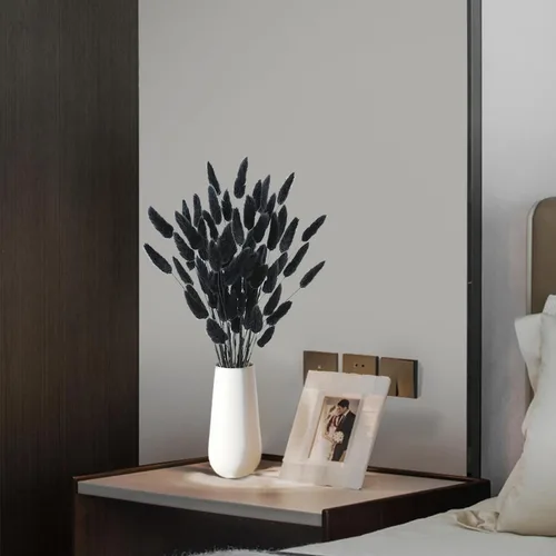 Vista 4 de 60 piezas de flores secas de cola de conejo, arreglo floral natural seco, ramo de decoración de hierba seca, flores eternas secas para el hogar