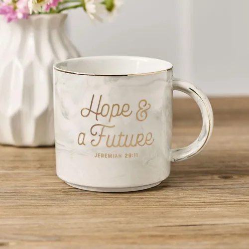 Vista 2 de Christian Art Gifts Taza de café de cerámica con borde dorado, 13 onzas, taza de café y té sin plomo ni cadmio para mujeres y hombres con versículo