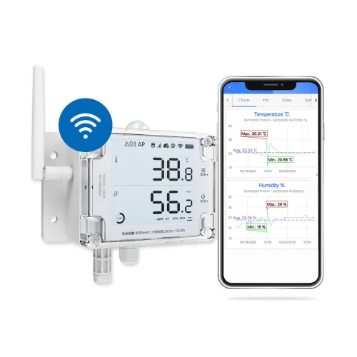 Vista 8 de Sensor de temperatura/humedad/iluminación Ethernet y WiFi UbiBot GS1-AETH1RS, registrador de datos, sonda externa, informes programados, alertas