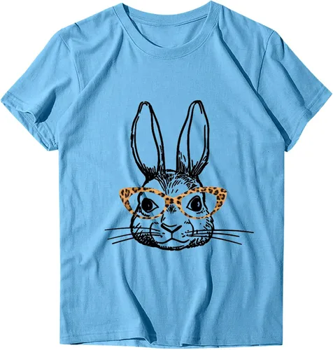 Vista 3 de Camiseta de manga corta ajustada para mujer, cuello redondo, transpirable, con estampado de Pascua