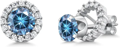 Vista 155 de Gem Stone King Aretes redondos de plata de ley 925 de 0.236 in con piedra natal extraíble para mujer