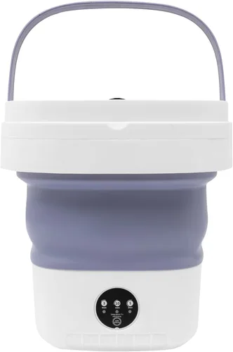 Vista 8 de Lavadora electrónica de ropa interior con luz azul, mini lavadora plegable portátil de 12 litros con 3 modos de limpieza inteligentes para viajes