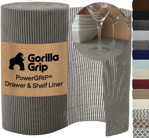 Vista 11 de GORILLA GRIP powerGRIP - Forro para estante de cajón y gabinete, agarre grueso y fuerte, forros no adhesivos que protegen armarios de cocina