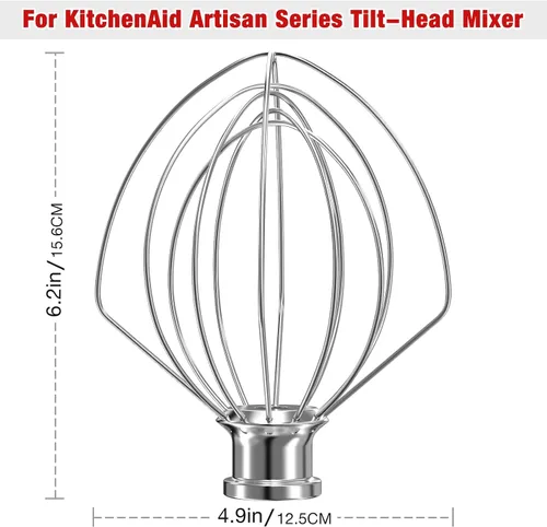 Vista 4 de K45WW - Accesorio de acero inoxidable de 6 alambres para batidora KitchenAid con cabezal inclinable, cuenco de 4.5 a 5 cuartos de galón, repuesto
