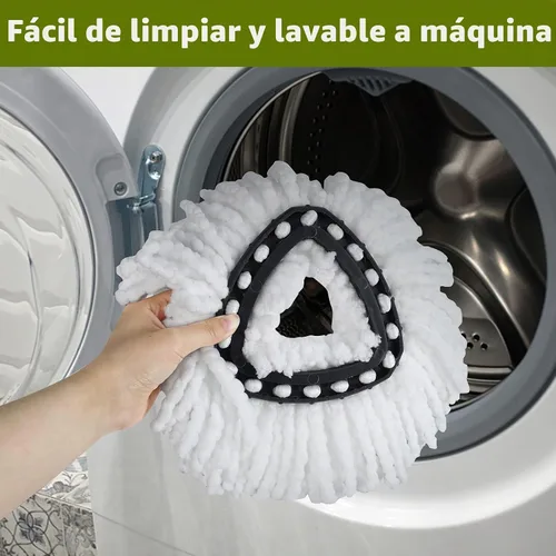 Vista 5 de EasyWring - Juego de 4 cabezales de repuesto para trapeador giratorio, microfibra, compatible con trapeador giratorio triangular, limpieza