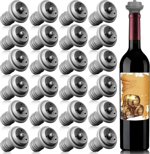 Vista 9 de Honoson 6 tapones de vino con bomba resellable, ahorro de silicona al vacío, práctico para suministros de cocina, herramientas de botella (negro)
