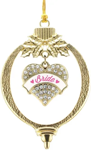 Vista 132 de Inspired Silver - Wrestling - Adorno de Navidad dorado - Adorno de árbol de Navidad con dije de corazón con circonita cúbica - Decoración colgante