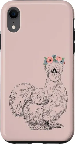 Vista 25 de Silkie Chicken with Floral Headband Farm Animal Funda para iPhone 17
