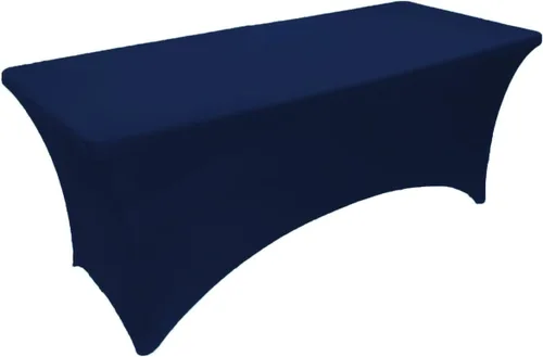 Vista 6 de Mantel de mesa de elastano elástico marfil de 4 pies para mesa plegable rectangular ajustable