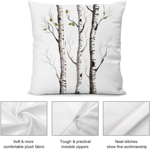 Vista 6 de Fundas de almohada decorativas de 12 x 12 pulgadas, funda de almohada corporal de abedul cuadrada para sofá, cama, sofá o sala de estar, protectores