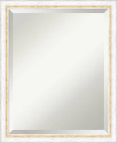 Vista 7 de Amanti Art - Espejo de baño blanco para sobre lavabo, espejo de tocador rectangular Morgan blanco azul de 22x18, marco de madera moderno pequeño, se