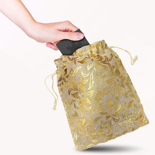 Vista 6 de exciting Lives Juego de 10 bolsas grandes de organza de yute Potli de diseño, bolsas grandes de regalo de Navidad, Año Nuevo, bolsas multicolores