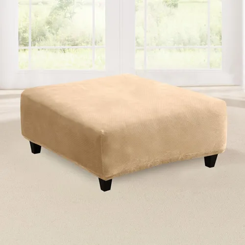 Vista 16 de Sure Fit Home Décor Funda Elástica de Piqué para Cojín Box de Otomana de Gran Tamaño de Una Pieza, Ajuste Elástico, Poliéster/Spandex, Lavable a